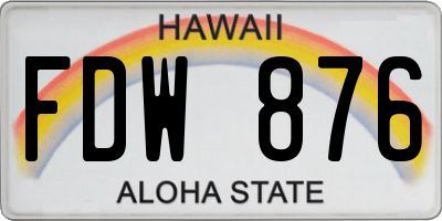 HI license plate FDW876