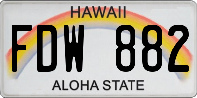 HI license plate FDW882