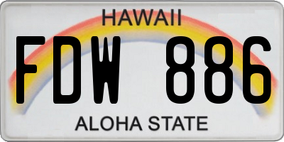 HI license plate FDW886