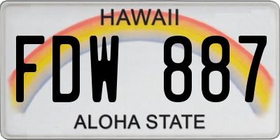 HI license plate FDW887