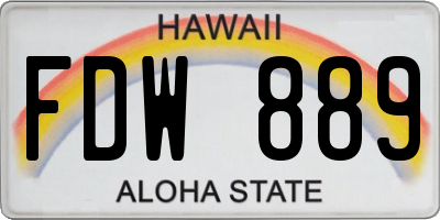 HI license plate FDW889