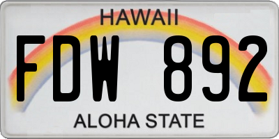 HI license plate FDW892