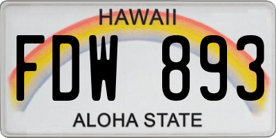 HI license plate FDW893
