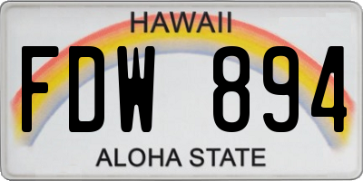 HI license plate FDW894