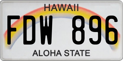 HI license plate FDW896