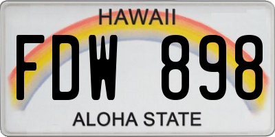 HI license plate FDW898
