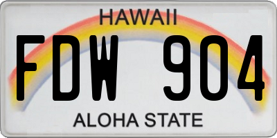 HI license plate FDW904