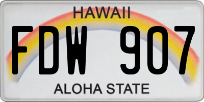 HI license plate FDW907