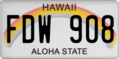 HI license plate FDW908