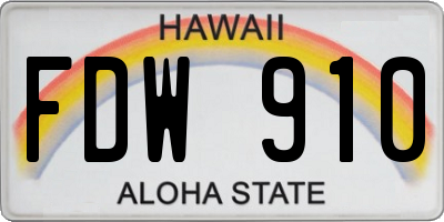 HI license plate FDW910