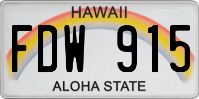 HI license plate FDW915