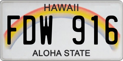 HI license plate FDW916