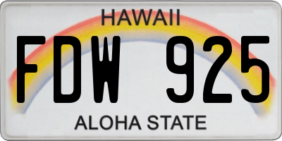 HI license plate FDW925