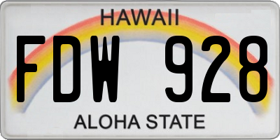 HI license plate FDW928