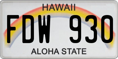 HI license plate FDW930