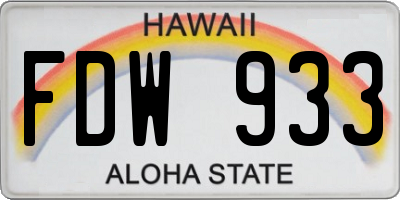 HI license plate FDW933