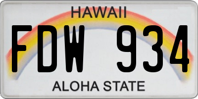 HI license plate FDW934