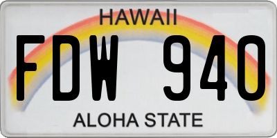 HI license plate FDW940