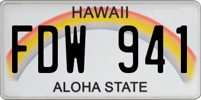 HI license plate FDW941