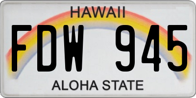 HI license plate FDW945