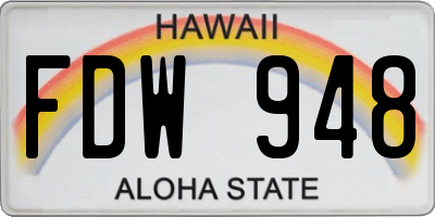 HI license plate FDW948