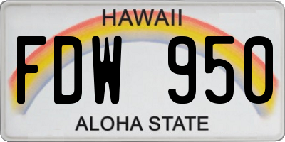 HI license plate FDW950