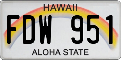 HI license plate FDW951