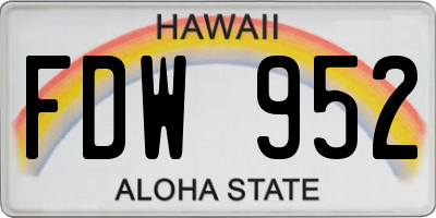HI license plate FDW952
