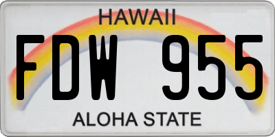 HI license plate FDW955