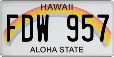HI license plate FDW957