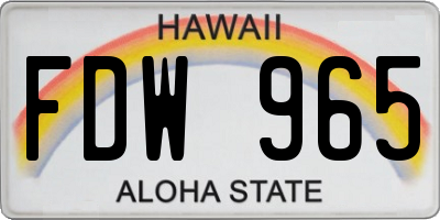 HI license plate FDW965