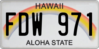 HI license plate FDW971