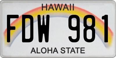 HI license plate FDW981