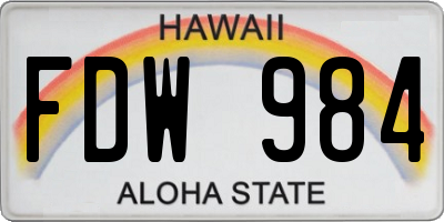 HI license plate FDW984