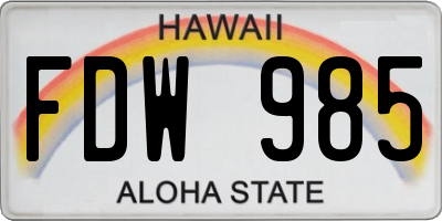 HI license plate FDW985