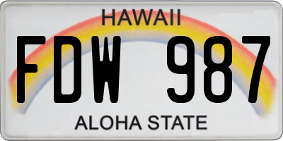 HI license plate FDW987