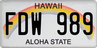 HI license plate FDW989
