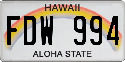 HI license plate FDW994