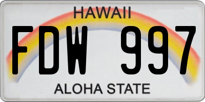 HI license plate FDW997