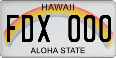 HI license plate FDX000