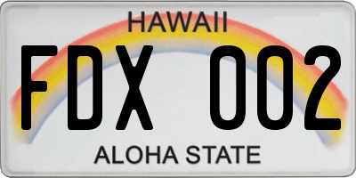 HI license plate FDX002