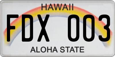 HI license plate FDX003