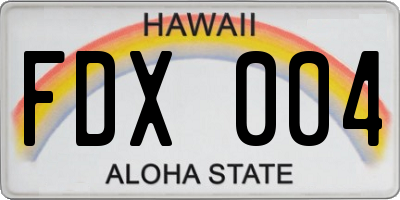 HI license plate FDX004