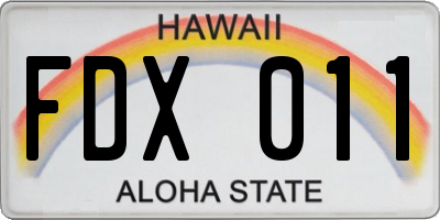 HI license plate FDX011