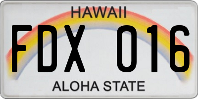 HI license plate FDX016