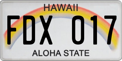 HI license plate FDX017