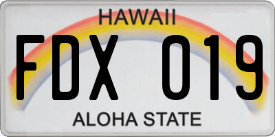 HI license plate FDX019