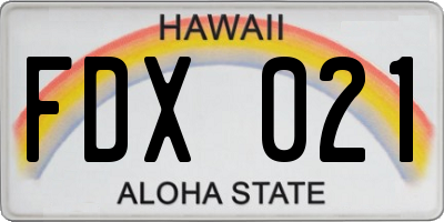 HI license plate FDX021