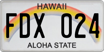 HI license plate FDX024