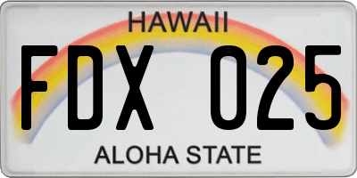 HI license plate FDX025